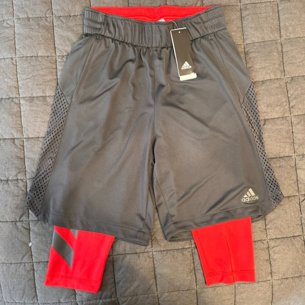 BOYS ADIDAS BASKETBALL SHORT WITH BASE LAYER